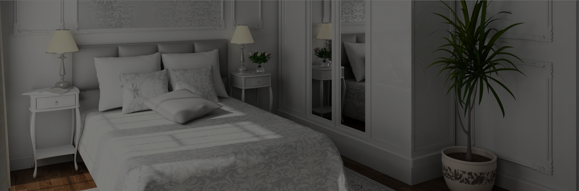 grey colored bedroom